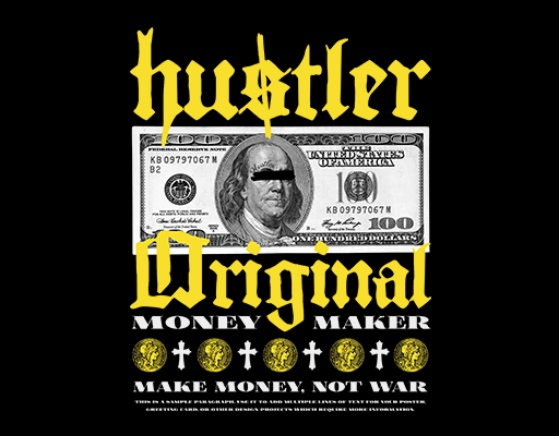 美元图案卡通钱币图案复古英文字母