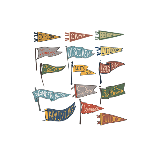 卡通旗帜图案手绘旗帜手写英文字母图案