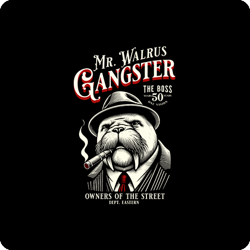 卡通动物图案卡通海象抽烟的海象卡通英文字母图案