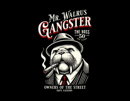 卡通动物图案卡通海象抽烟的海象卡通英文字母图案