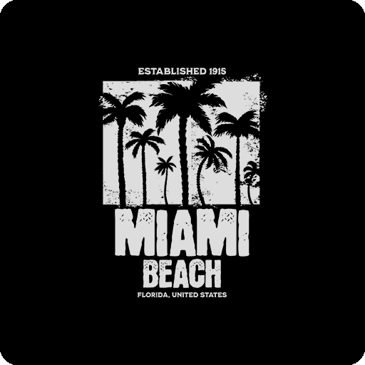 卡通椰子树剪影图案破碎英文字母图案