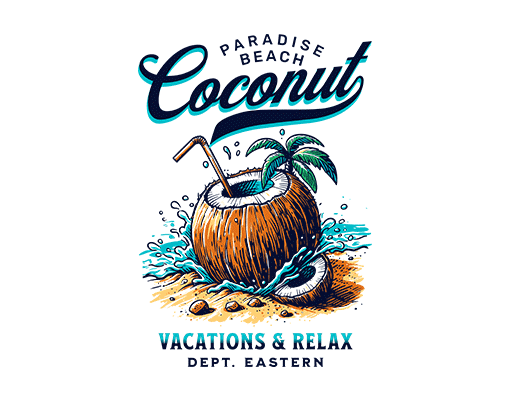 卡通椰子图案手写英文字母图案立体英文字母