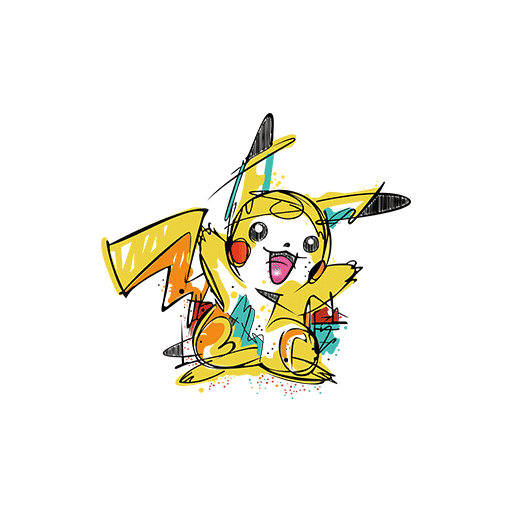 皮卡丘图案手绘卡通动画片图案涂鸦皮卡丘