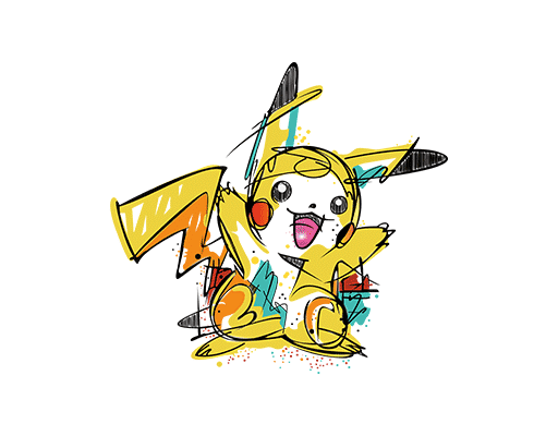 皮卡丘图案手绘卡通动画片图案涂鸦皮卡丘