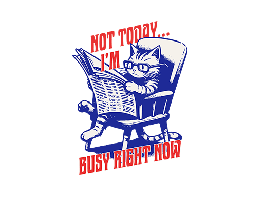 看报纸的猫咪图案手绘猫印花素材卡通动物图案