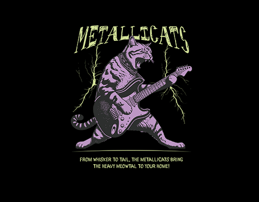 弹吉他的猫图案手绘猫印花素材闪电猫图案