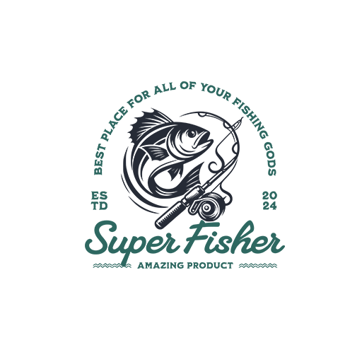 卡通鱼图案手绘鱼鱼竿图案变形英文字母图案