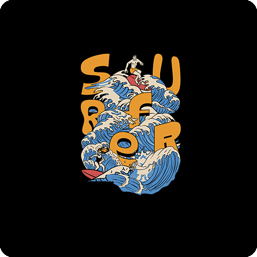 卡通冲浪人物图案卡通英文字母图案海浪