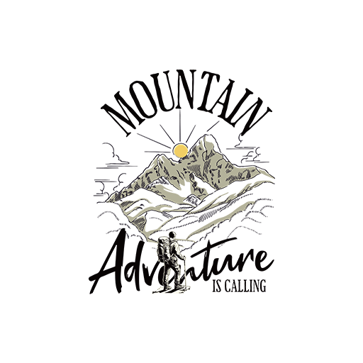 卡通人物图案卡通山峰图登山人物剪影