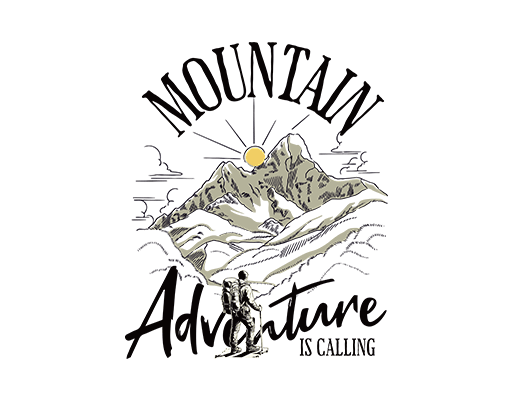 卡通人物图案卡通山峰图登山人物剪影