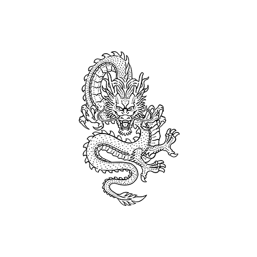 卡通龙图案手绘龙印花素材龙素描