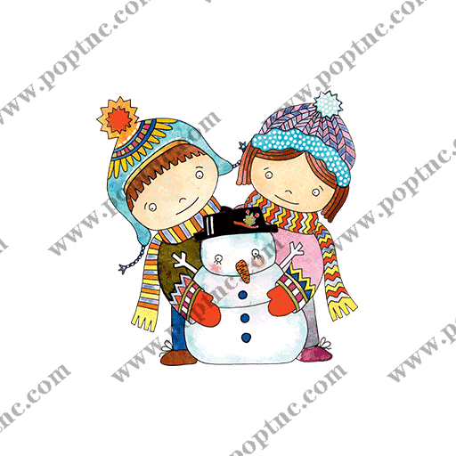 卡通人物图案两个小孩雪人图案