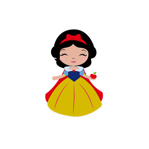 彩色白雪公主卡通人物图案儿童印花素材