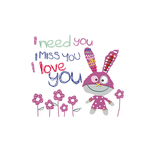 卡通兔子图案手写英文字母图案涂鸦英文字母卡通花朵