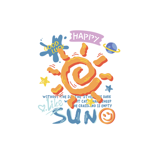 卡通太阳图案手绘太阳卡通英文字母图案