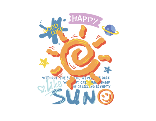 卡通太阳图案手绘太阳卡通英文字母图案