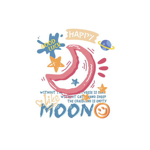 卡通月亮图案手绘月亮卡通英文字母图案