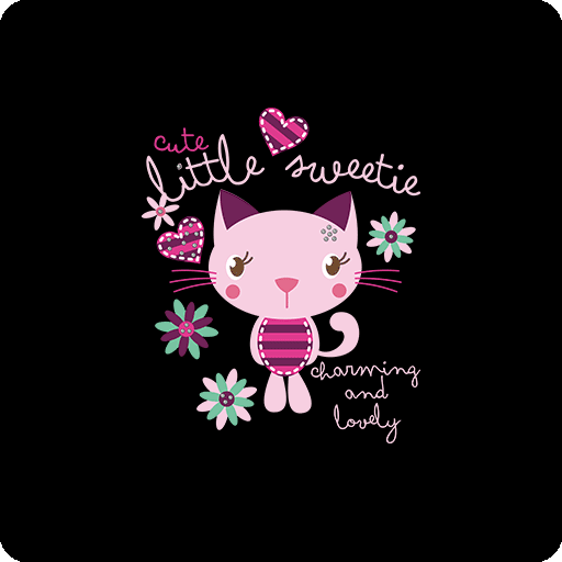 卡通猫咪图案手写英文字母图案卡通动物图案