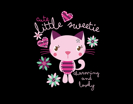 卡通猫咪图案手写英文字母图案卡通动物图案