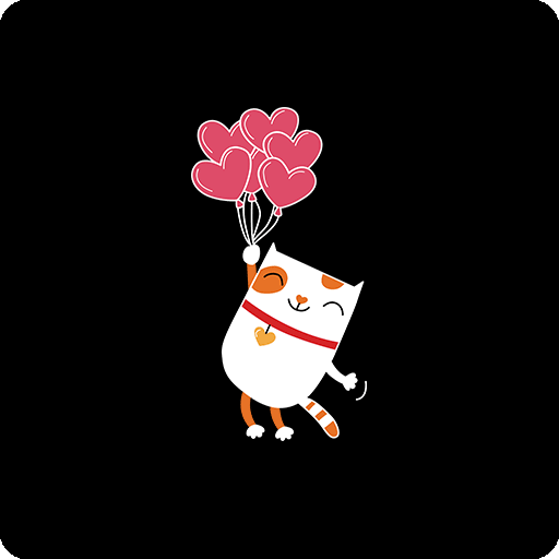 卡通猫咪图案简笔猫印花拿爱心猫咪