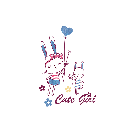 可爱兔子图案简笔兔子两只兔子印花素材