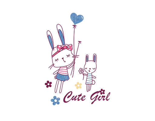 可爱兔子图案简笔兔子两只兔子印花素材