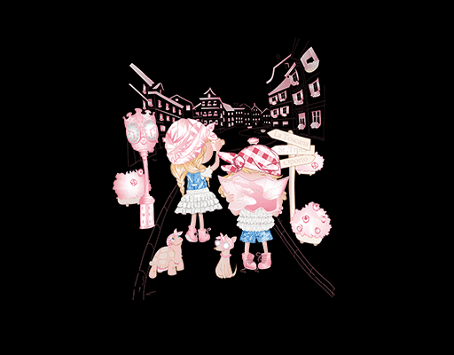 卡通人物图案卡通女孩头像卡通建筑图案