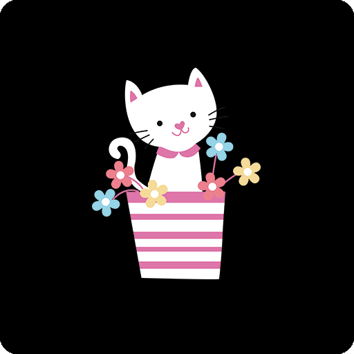 卡通猫咪图案手绘猫咪盆栽图案儿童印花素材