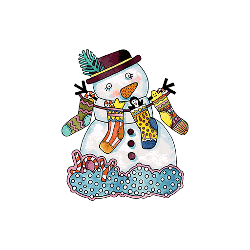 卡通雪人图案复古雪人印花