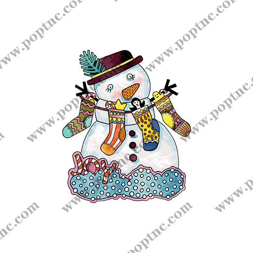 卡通雪人图案复古雪人印花