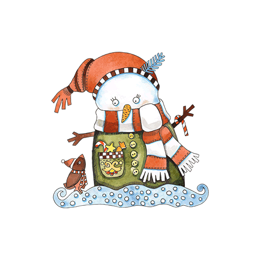 卡通雪人图案复古雪人印花