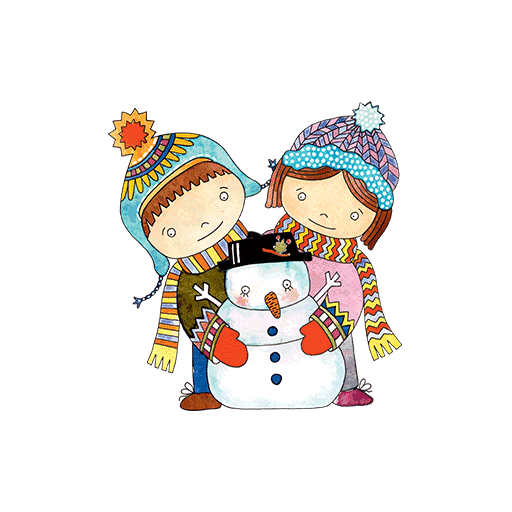 卡通人物图案两个小孩雪人图案