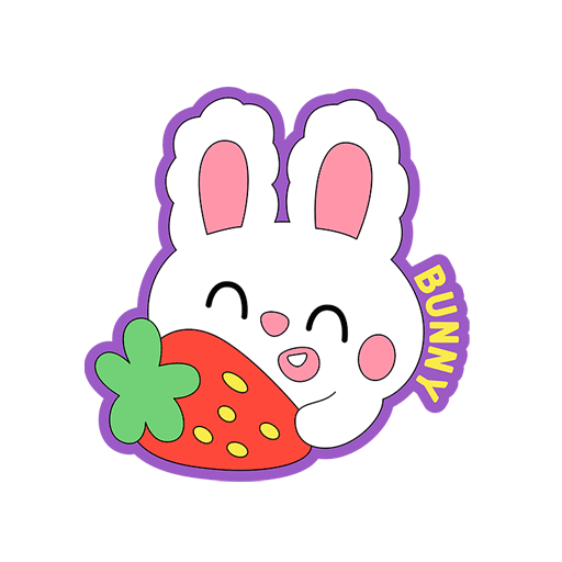 卡通兔子头像图案手绘兔子草莓图案可爱卡通动物头像