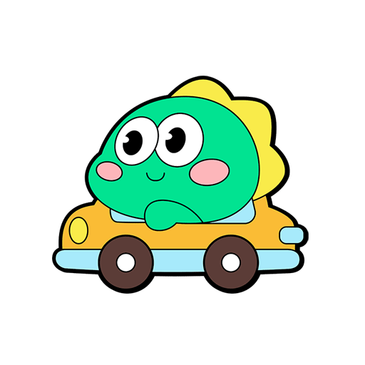 卡通开汽车的恐龙图案手绘卡通动物儿童印花素材