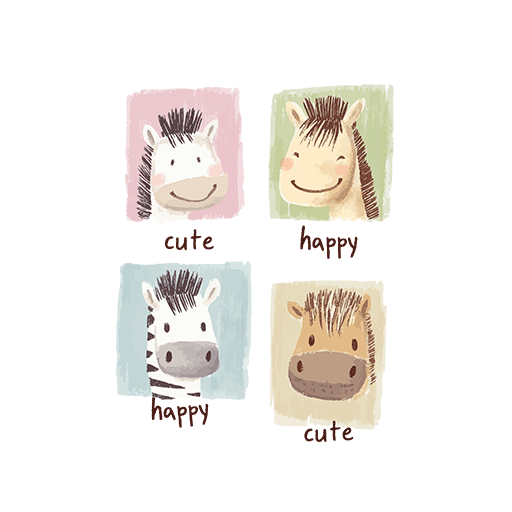 卡通马头像卡通动物头像儿童印花素材斑马头像