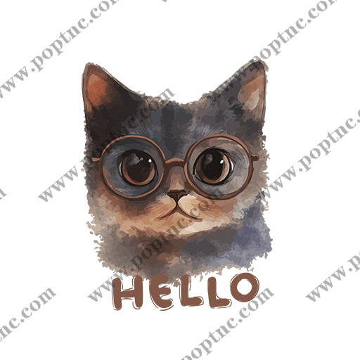 卡通小猫头像戴眼镜的猫咪图案儿童印花素材