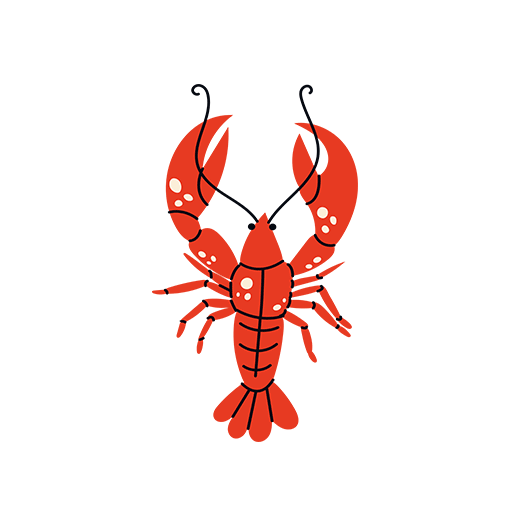 卡通虾图案手绘虾大龙虾图案儿童印花素材