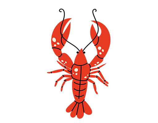 卡通虾图案手绘虾大龙虾图案儿童印花素材