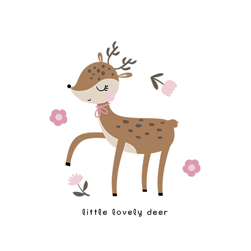 卡通鹿图案手绘鹿印花素材儿童印花素材简笔卡通动物