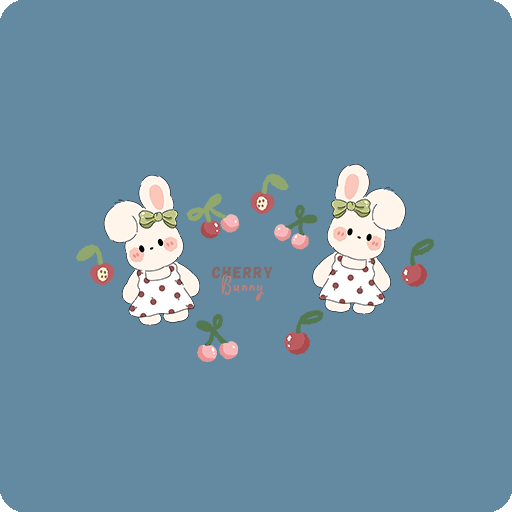 卡通兔子图案手绘兔子两只兔子印花素材