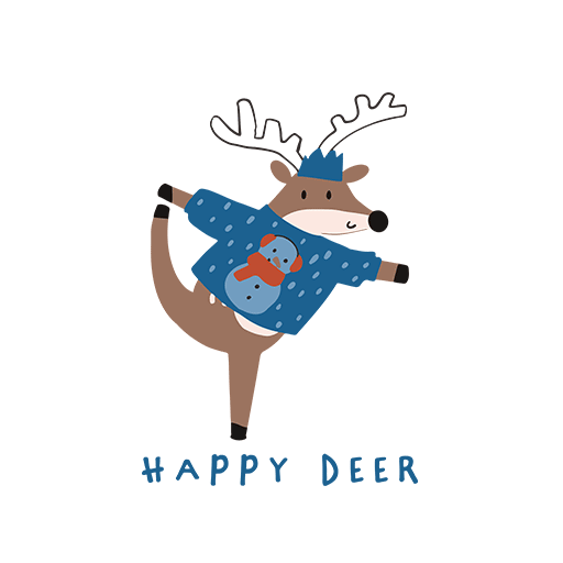 卡通鹿图案手绘鹿儿童印花素材