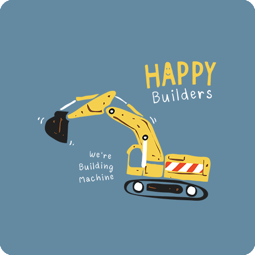 挖掘机图案手写英文字母卡通工程车图案