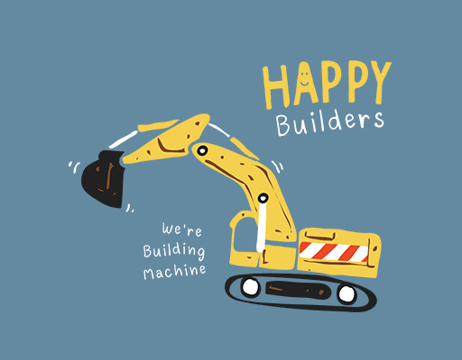 挖掘机图案手写英文字母卡通工程车图案