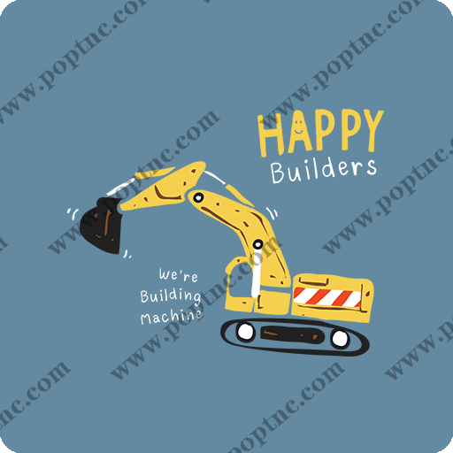 挖掘机图案手写英文字母卡通工程车图案