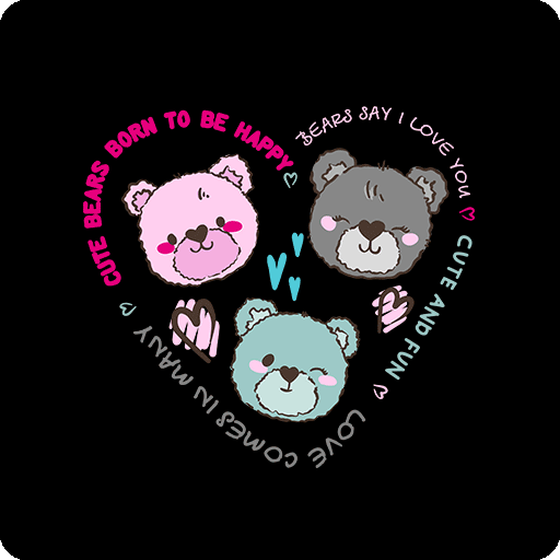 卡通英文字母图案爱心英文字母小熊头像图案儿童印花素材