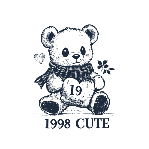 卡通小熊图案手绘小熊围巾小熊图案儿童印花素材