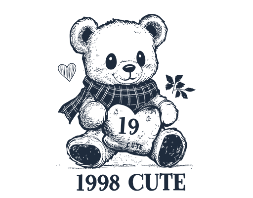 卡通小熊图案手绘小熊围巾小熊图案儿童印花素材