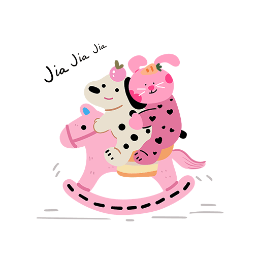 卡通动物图案手绘骑马兔子木马图案儿童印花素材