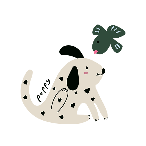 卡通动物图案卡通小狗图案手绘卡通狗儿童印花素材