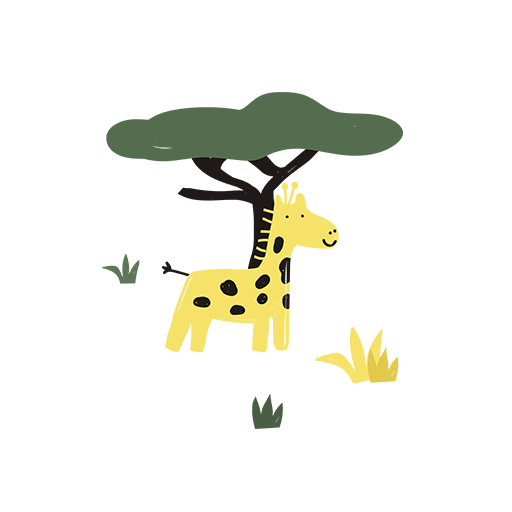 卡通动物图案手绘动物可爱长颈鹿图案儿童印花素材